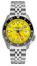 Load image into Gallery viewer, Seiko 5 Sport SKX GMT US Special Creation Automatic Yellow Dial Silver Steel Strap Watch for Men - SSK017K1