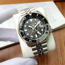 Load image into Gallery viewer, Seiko 5 Sports GMT US Special Edition Automatic Grey Dial Silver Steel Strap Watch For Men - SSK021K1