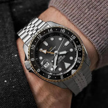 Load image into Gallery viewer, Seiko 5 Sports GMT US Special Edition Automatic Grey Dial Silver Steel Strap Watch For Men - SSK021K1
