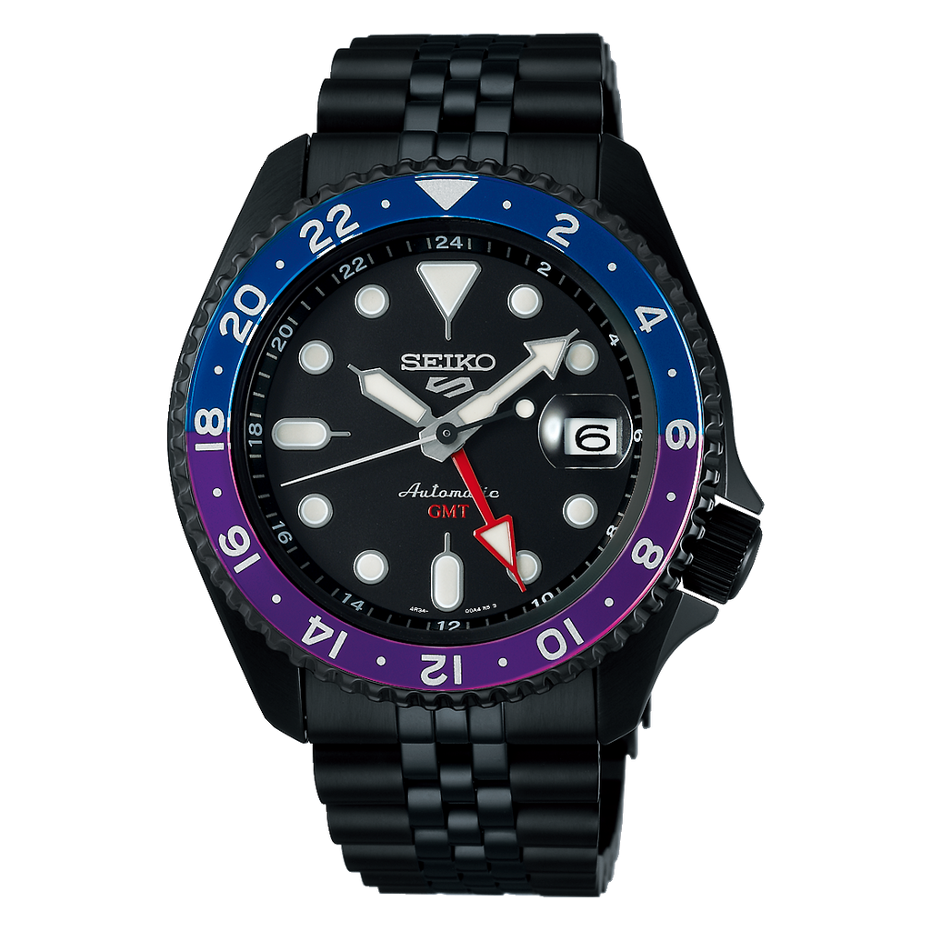 Seiko Automatic SKX GMT Yuto Horigome Limited Edition Black Dial Black Steel Strap Watch For Men - SSK027K1
