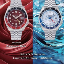 Load image into Gallery viewer, Seiko 5 Sports Automatic GMT SKX Sports Style Asia Exclusive Limited Edition Ice Blue Dial Silver Steel Strap Watch For Men - SSK029K1