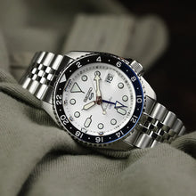 Load image into Gallery viewer, Seiko 5 Sports SKX GMT Automatic Sky Blue Dial Silver Steel Strap Watch For Men - SSK033K1