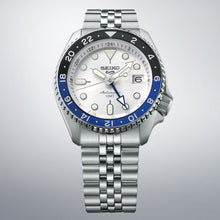 Load image into Gallery viewer, Seiko 5 Sports SKX GMT Automatic Sky Blue Dial Silver Steel Strap Watch For Men - SSK033K1