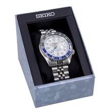 Load image into Gallery viewer, Seiko 5 Sports SKX GMT Automatic Sky Blue Dial Silver Steel Strap Watch For Men - SSK033K1