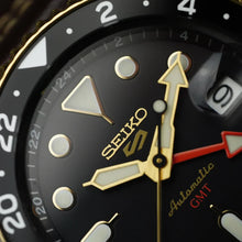 Load image into Gallery viewer, Seiko 5 Sports SKX GMT Automatic Mocha Black Dial Brown Leather Strap Watch For Men - SSK036K1