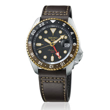 Load image into Gallery viewer, Seiko 5 Sports SKX GMT Automatic Mocha Black Dial Brown Leather Strap Watch For Men - SSK036K1