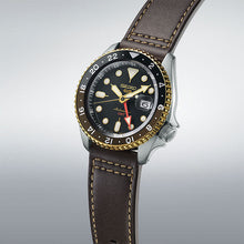 Load image into Gallery viewer, Seiko 5 Sports SKX GMT Automatic Mocha Black Dial Brown Leather Strap Watch For Men - SSK036K1