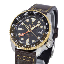 Load image into Gallery viewer, Seiko 5 Sports SKX GMT Automatic Mocha Black Dial Brown Leather Strap Watch For Men - SSK036K1