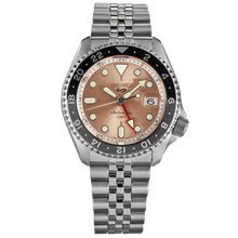 Load image into Gallery viewer, Seiko 5 Sports GMT Thong Sia Limited Edition Brown Dial Silver Steel Strap Watch for Men - SSK043K1