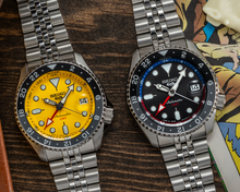 Load image into Gallery viewer, Seiko 5 Sport SKX GMT US Special Creation Automatic Yellow Dial Silver Steel Strap Watch for Men - SSK017K1