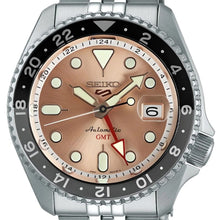Load image into Gallery viewer, Seiko 5 Sports GMT Thong Sia Limited Edition Brown Dial Silver Steel Strap Watch for Men - SSK043K1