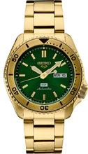 Load image into Gallery viewer, Seiko 5 Sports HUF Limited Edition Green Dial Gold Steel Strap Watch For Men - SRPJ20