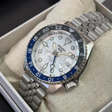 Load image into Gallery viewer, Seiko 5 Sports SKX GMT Automatic Sky Blue Dial Silver Steel Strap Watch For Men - SSK033K1