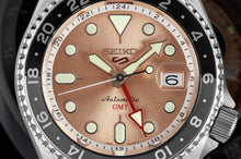 Load image into Gallery viewer, Seiko 5 Sports GMT Thong Sia Limited Edition Brown Dial Silver Steel Strap Watch for Men - SSK043K1