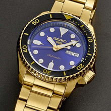 Load image into Gallery viewer, Seiko 5 Sports US Special Edition Automatic Blue Dial Gold Steel Strap Watch For Men - SRPK20