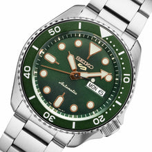 Load image into Gallery viewer, Seiko 5 Sports Automatic Analog Green Dial Silver Steel Strap Watch For Men - SRPD63K1