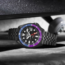Load image into Gallery viewer, Seiko Automatic SKX GMT Yuto Horigome Limited Edition Black Dial Black Steel Strap Watch For Men - SSK027K1