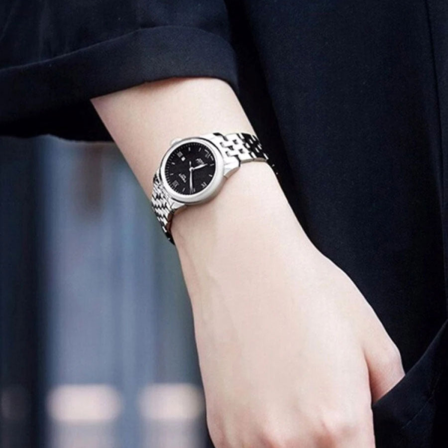 Tissot Le Locle Automatic Lady Black Dial Silver Steel Strap Watch For Women - T006.207.11.058.00