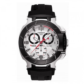 Tissot T Race Chronograph White Dial Black Rubber Strap Watch for Men - T048.417.27.037.00