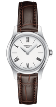 Load image into Gallery viewer, Tissot Tradition 5.5 Lady Silver Dial Brown Leather Strap Watch for Women - T063.009.16.018.00