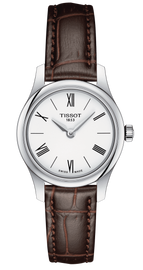 Tissot Tradition 5.5 Lady Silver Dial Brown Leather Strap Watch for Women - T063.009.16.018.00