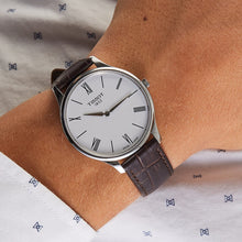 Load image into Gallery viewer, Tissot Tradition 5.5 Lady Silver Dial Brown Leather Strap Watch for Women - T063.009.16.018.00