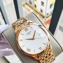 Load image into Gallery viewer, Tissot T Classic Tradition White Dial Rose Gold Steel Strap Watch For Women - T063.610.33.038.00