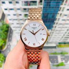 Load image into Gallery viewer, Tissot T Classic Tradition White Dial Rose Gold Steel Strap Watch For Women - T063.610.33.038.00
