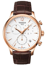 Load image into Gallery viewer, Tissot T Classic Tradition Chronograph White Dial Brown Leather Strap Watch For Men - T063.617.36.037.00
