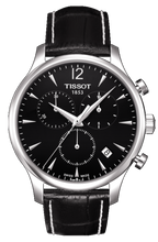 Load image into Gallery viewer, Tissot Tradition Chronograph Black Dial Black Leather Strap Watch For Men - T0636171605700