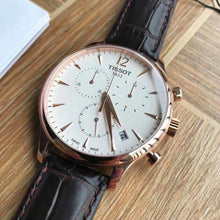 Load image into Gallery viewer, Tissot T Classic Tradition Chronograph White Dial Brown Leather Strap Watch For Men - T063.617.36.037.00