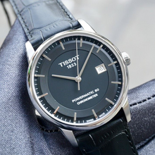 Load image into Gallery viewer, Tissot T Classic Luxury Powermatic 80 Black Dial Black Leather Strap Watch For Men - T086.408.16.051.00