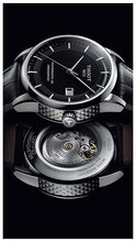 Load image into Gallery viewer, Tissot T Classic Luxury Powermatic 80 Black Dial Black Leather Strap Watch For Men - T086.408.16.051.00