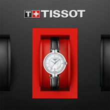 Load image into Gallery viewer, Tissot T Lady Flamingo Mother of Pearl White Dial Black Leather Strap Watch for Women - T094.210.16.111.00