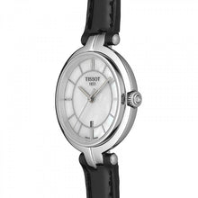 Load image into Gallery viewer, Tissot T Lady Flamingo Mother of Pearl White Dial Black Leather Strap Watch for Women - T094.210.16.111.00