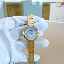 Load image into Gallery viewer, Tissot Flamingo Mother of Pearl White Dial Gold Steel Strap Watch For Women - T094.210.33.111.00