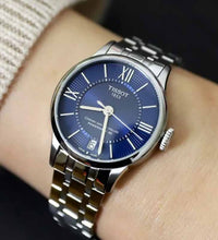 Load image into Gallery viewer, Tissot Chemin Des Tourelles Powermatic 80 Lady Blue Dial Silver Steel Strap Watch For Women - T099.207.11.048.00