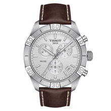 Load image into Gallery viewer, Tissot PR 100 Sport Quartz Chronograph Silver Dial Brown Leather Strap Watch For Men - T101.617.16.031.00