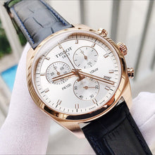 Load image into Gallery viewer, Tissot T Classic PR 100 Chronograph Silver Dial Black Leather Strap Watch for Men - T101.417.36.031.00