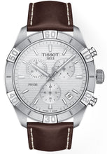 Load image into Gallery viewer, Tissot PR 100 Sport Quartz Chronograph Silver Dial Brown Leather Strap Watch For Men - T101.617.16.031.00