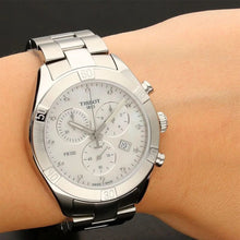 Load image into Gallery viewer, Tissot PR 100 Sport Chic Chronograph Diamonds Mother of Pearl Dial Silver Steel Strap Watch for Women - T101.917.11.116.00
