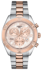 Tissot PR 100 Sport Chic Chronograph Mother of Pearl Dial Two Tone Steel Strap Watch for Women - T101.917.22.151.00