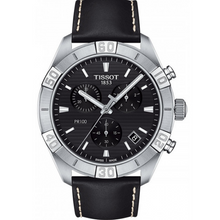 Load image into Gallery viewer, Tissot PR 100 Sport Quartz Chronograph Black Dial Black Leather Strap Watch For Men - T101.617.16.051.00