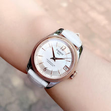Load image into Gallery viewer, Tissot T-Classic Powermatic 80 Mother of Pearl Silver Dial White Leather Strap Watch For Women - T108.208.26.117.00