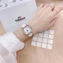 Load image into Gallery viewer, Tissot T-Classic Powermatic 80 Mother of Pearl Silver Dial White Leather Strap Watch For Women - T108.208.26.117.00