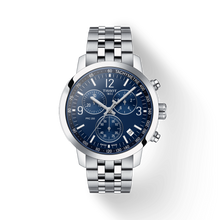 Load image into Gallery viewer, Tissot PRC 200 Chronograph Quartz Blue Dial Silver Steel Strap Watch For Men - T114.417.11.047.00