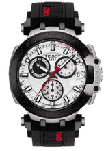 Load image into Gallery viewer, Tissot T Race Chronograph White Dial Black Silicone Strap Watch For Men - T115.417.27.011.00