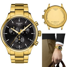 Load image into Gallery viewer, Tissot Chrono XL Classic Black Dial Gold Steel Strap Watch for Men - T116.617.33.051.00