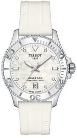 Tissot Seastar 1000 Mother of Pearl White Dial White Rubber Strap Watch for Women - T120.210.17.116.00