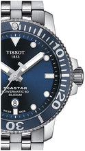 Load image into Gallery viewer, Tissot T Sport Seastar 1000 Powermatic Silicium Blue Dial Silver Steel Strap Watch For Men - T120.407.11.041.01